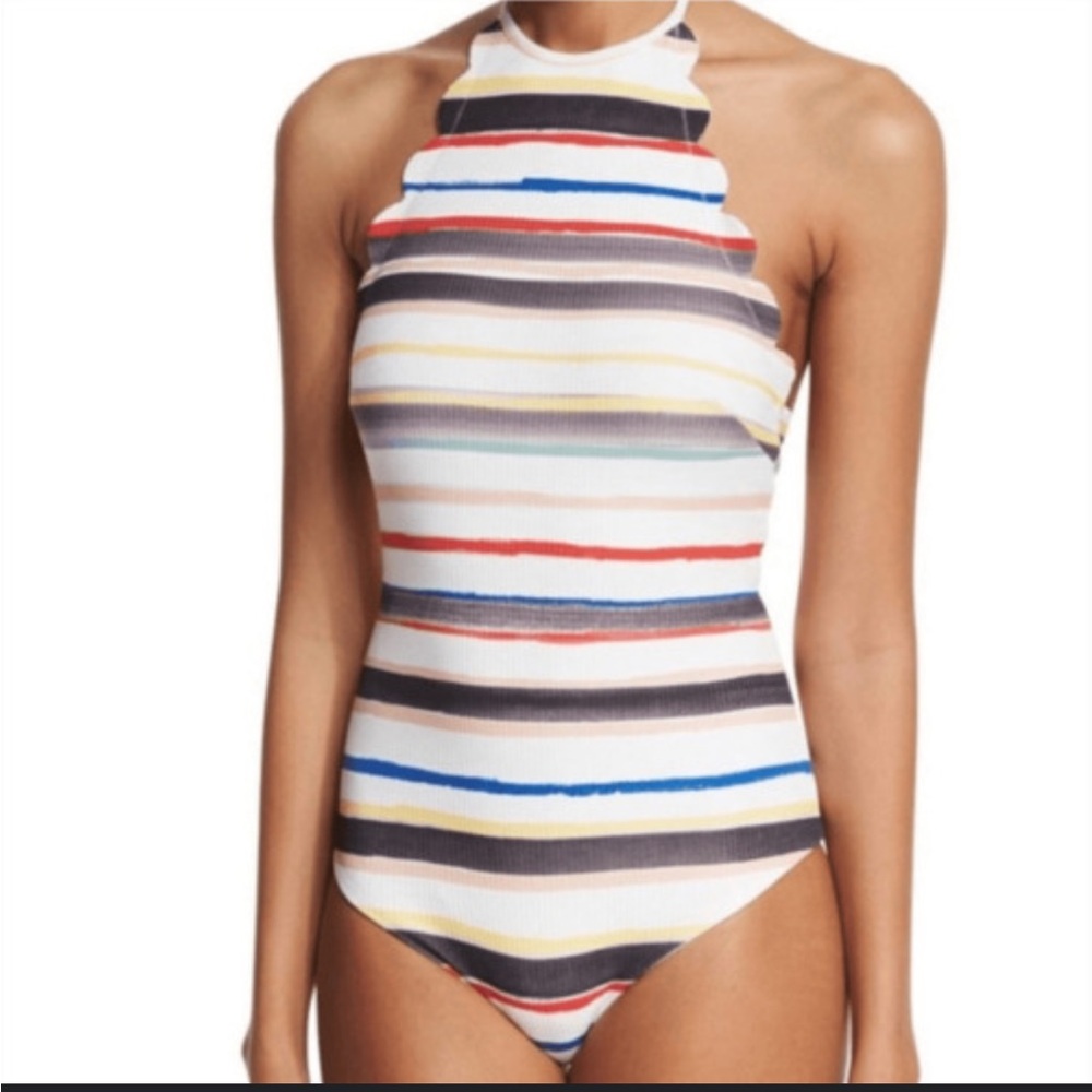 Marysia Swim Multicolor Striped Halter One-Piece Swimsuit